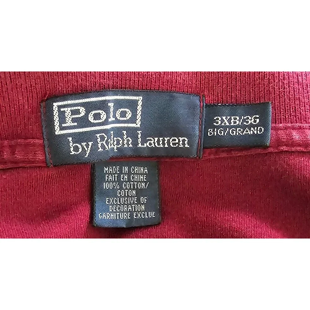 Polo Ralph Lauren Shirt Men 3XB Burgundy Pique Knit Cotton Short Sleeve Big/Tall